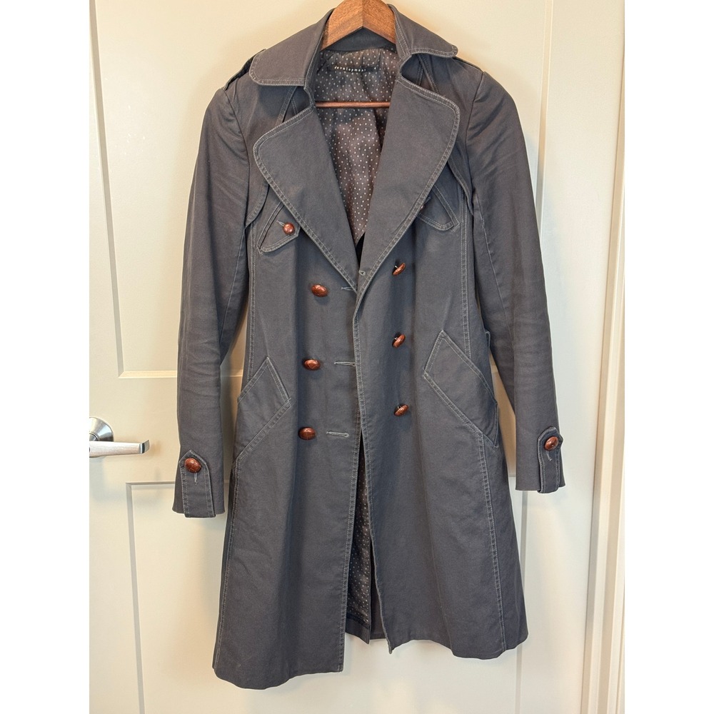 Vintage Development by Philip Lim Charcoal Gray Cotton Trench Coat Size 4 Rare
